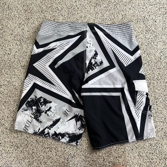 Hulakai Board Shorts Size 34 Black White Hawaii Swim Trunks Beach Surf - Picture 2 of 6